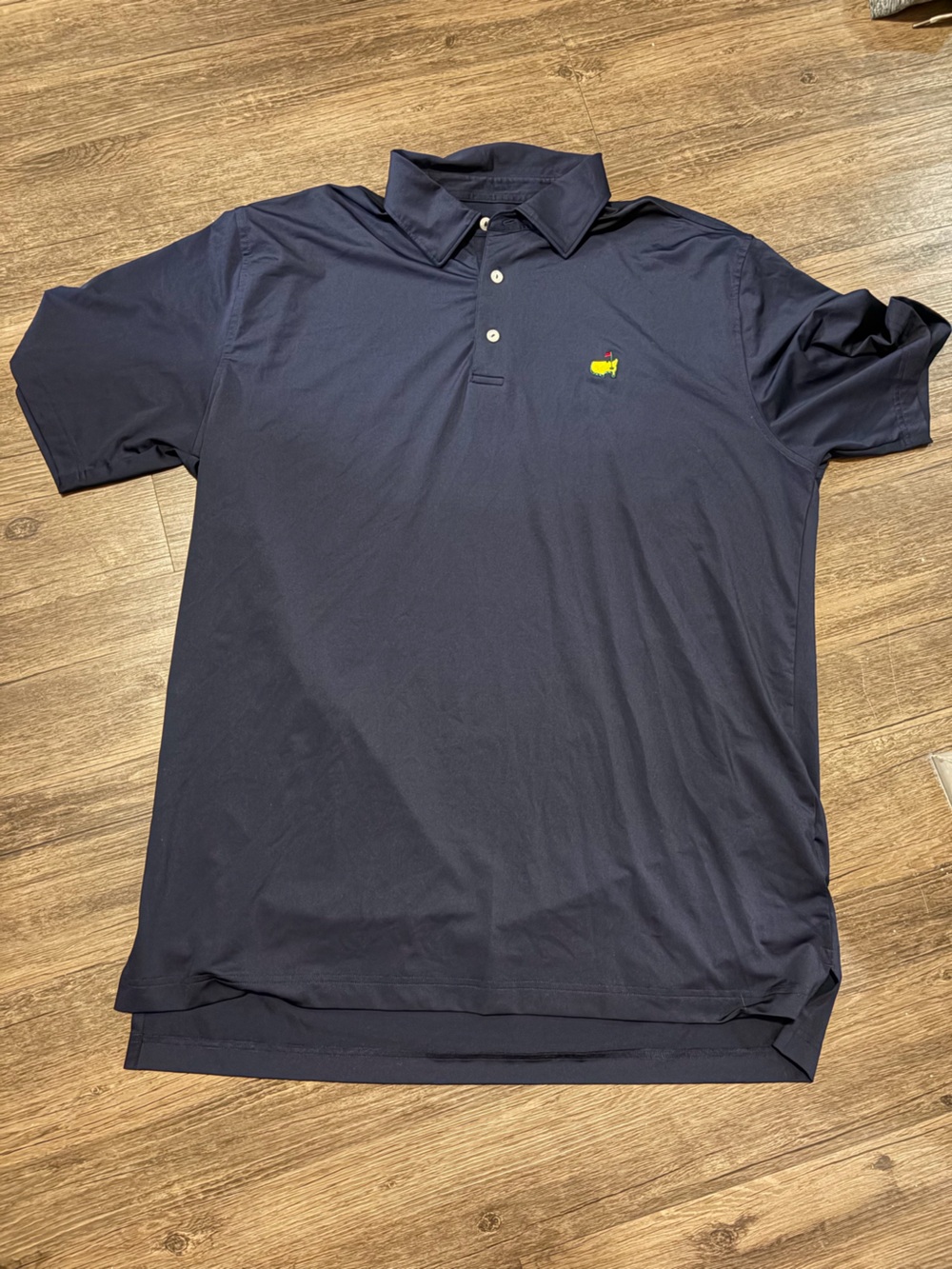 Masters Tech Navy L Men's Performance material Short Sleeve Collared Golf Polo